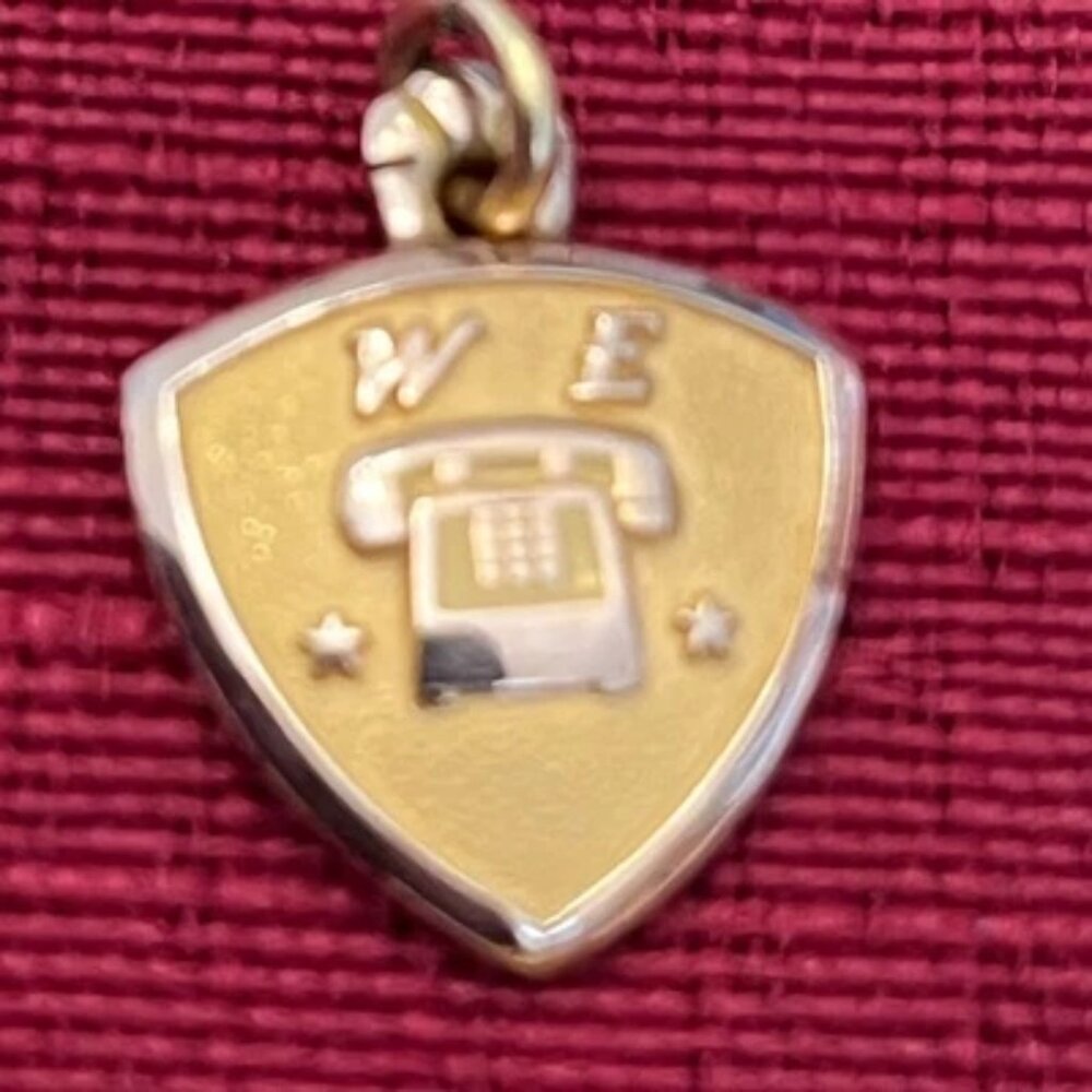 Vintage 10K Gold Western Electric Telephone Service Award Twenty Year Charm